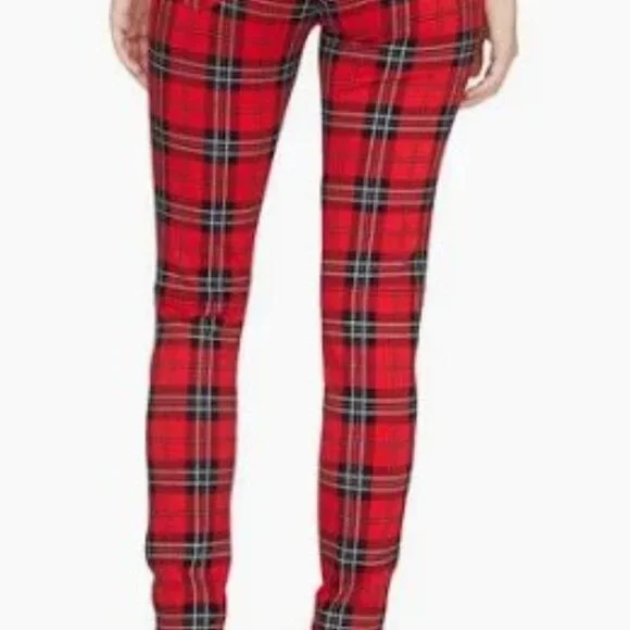 Sanctuary Red Plaid Grease Leggings.  NWOT Size Small - Picture 2 of 7